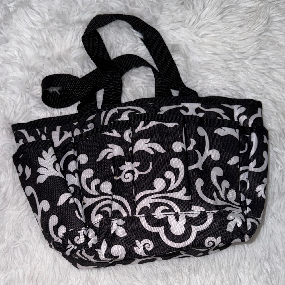Thirty-One Black and White Floral Mini Bag